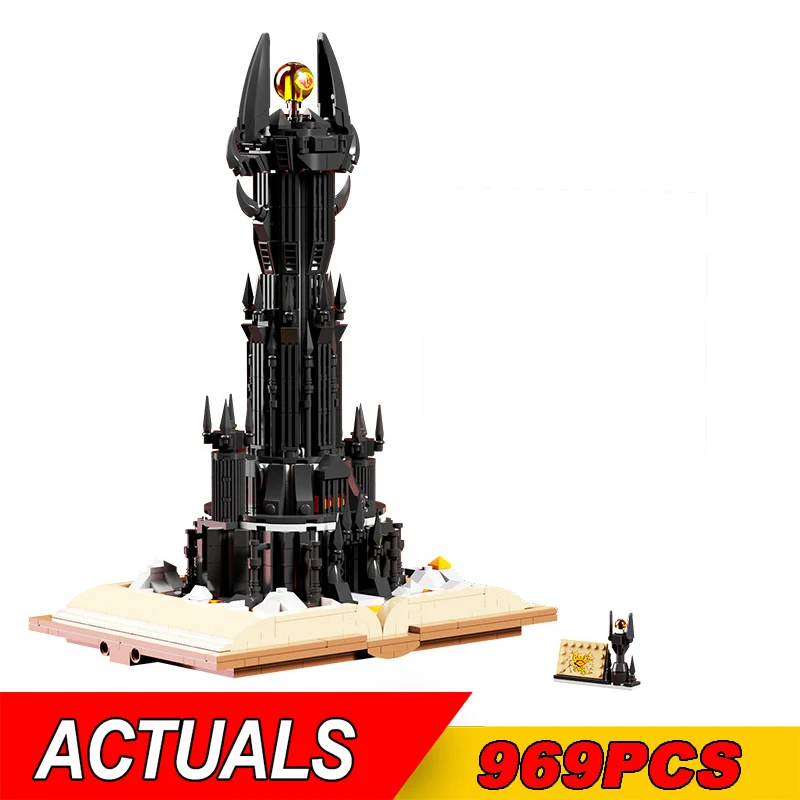 

NEW Creative Magic Castle Book The Rings Dark Tower MOC Building Block Tower Of Orthanc Model With Lights Brick Toys Kids Gits