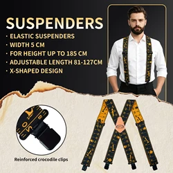 MELOTOUGH Men's Suspenders Fully Elastic 2 inch Wide X back Heavy Duty Work Suspenders