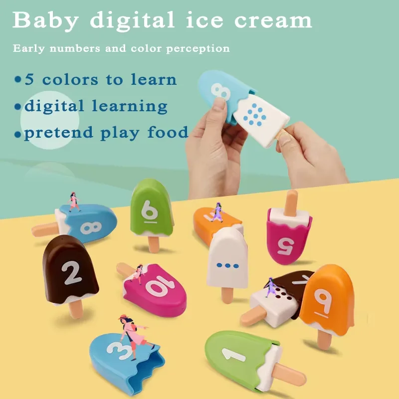 Jeu de correspondance des nombres de crème glacée pour enfants, jouet Parish Montessori, comptage des chiffres, lettres cognitives de couleur, apprentissage sensoriel, jouet éducatif, cadeau