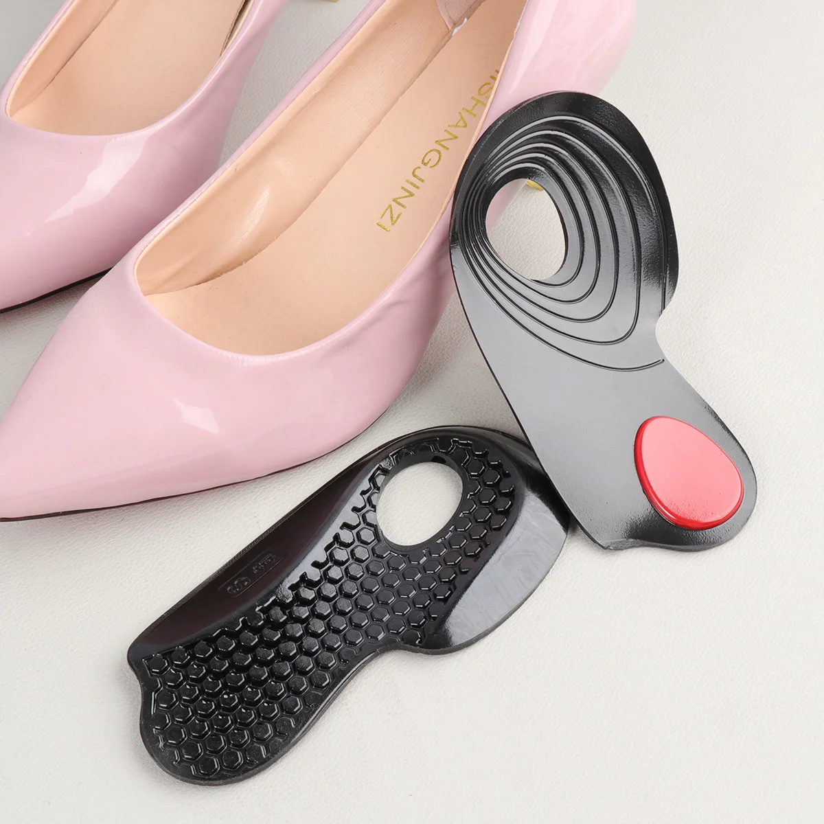 1 زوج منصات عالية الكعب مادة هلام دائم مريح عدم الانزلاق نصف النعال تدليك القدم تصحيح إدراج الحذاء-37 #1