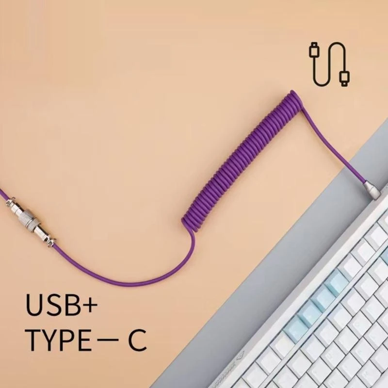 Mechanical Keyboards Coiled Cable Wire Type C USB Port Aviators Coiling Cable Desktop Computer Gaming Keyboards Accessories