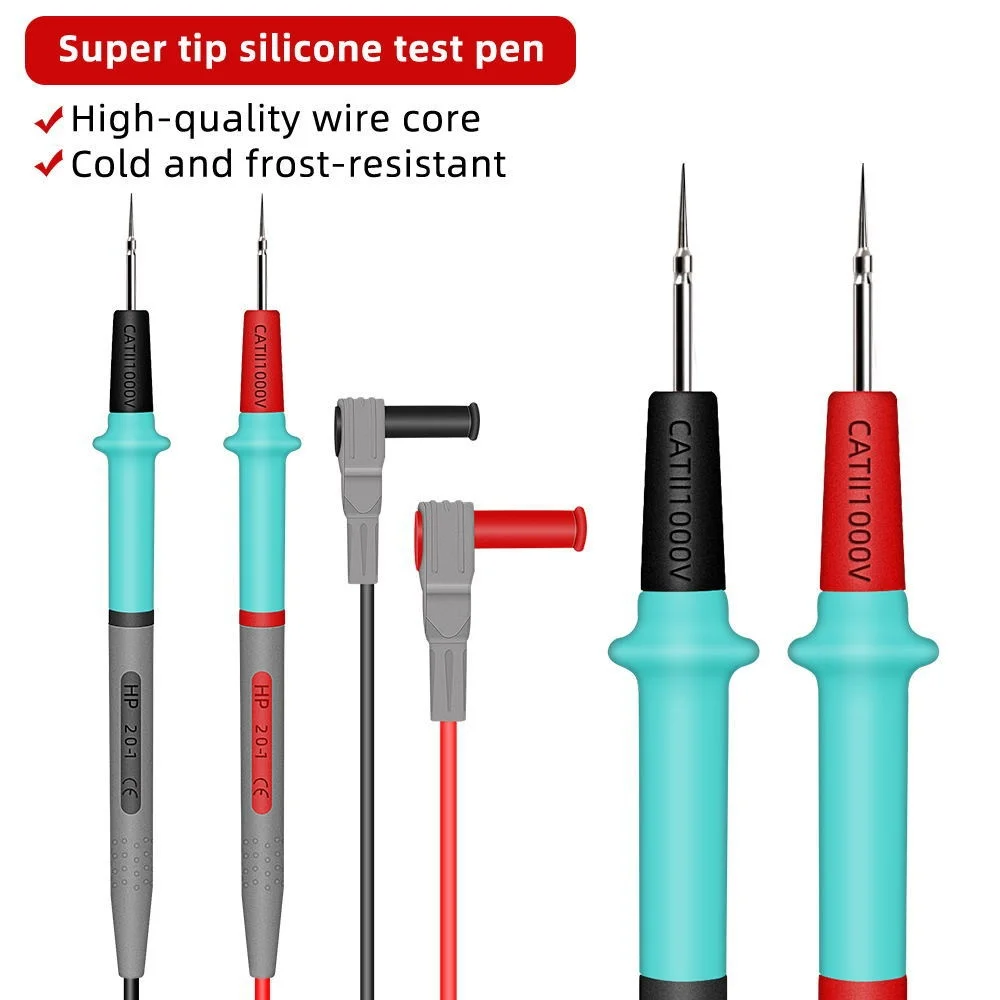 Multimeter Probe Steel Needle with Hardened Tip 1000V20A Silicone Probe Anti Freezing and High Temperature Resistance Test Wire