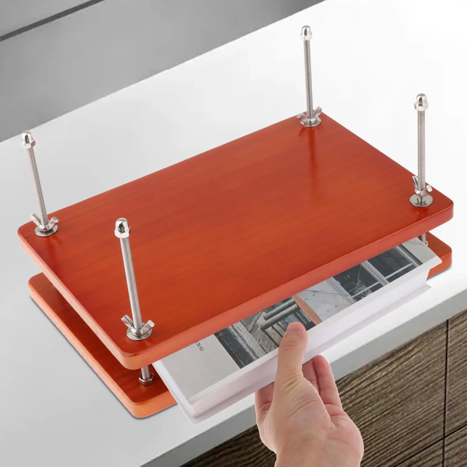 เครื่องกดหนังสือไม้เครื่องผูกพันหนังสืออุปกรณ์เย็บเล่มเครื่องกดกระดาษแบนสำหรับเดสก์ท็อป