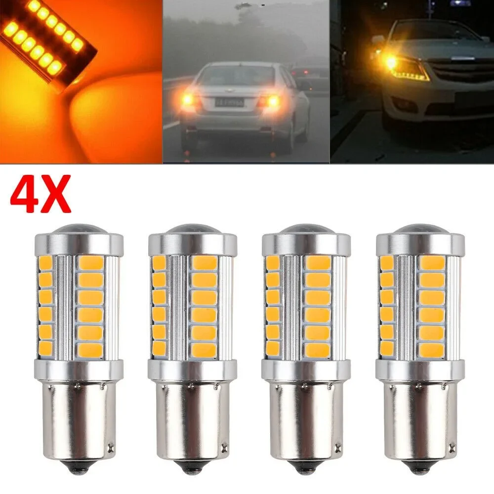 High Quality Brand New Turn Signal LED REAR INDICATOR 4pcs Aluminum Easy Installation PY21W TURN SIGNAL YELLOW