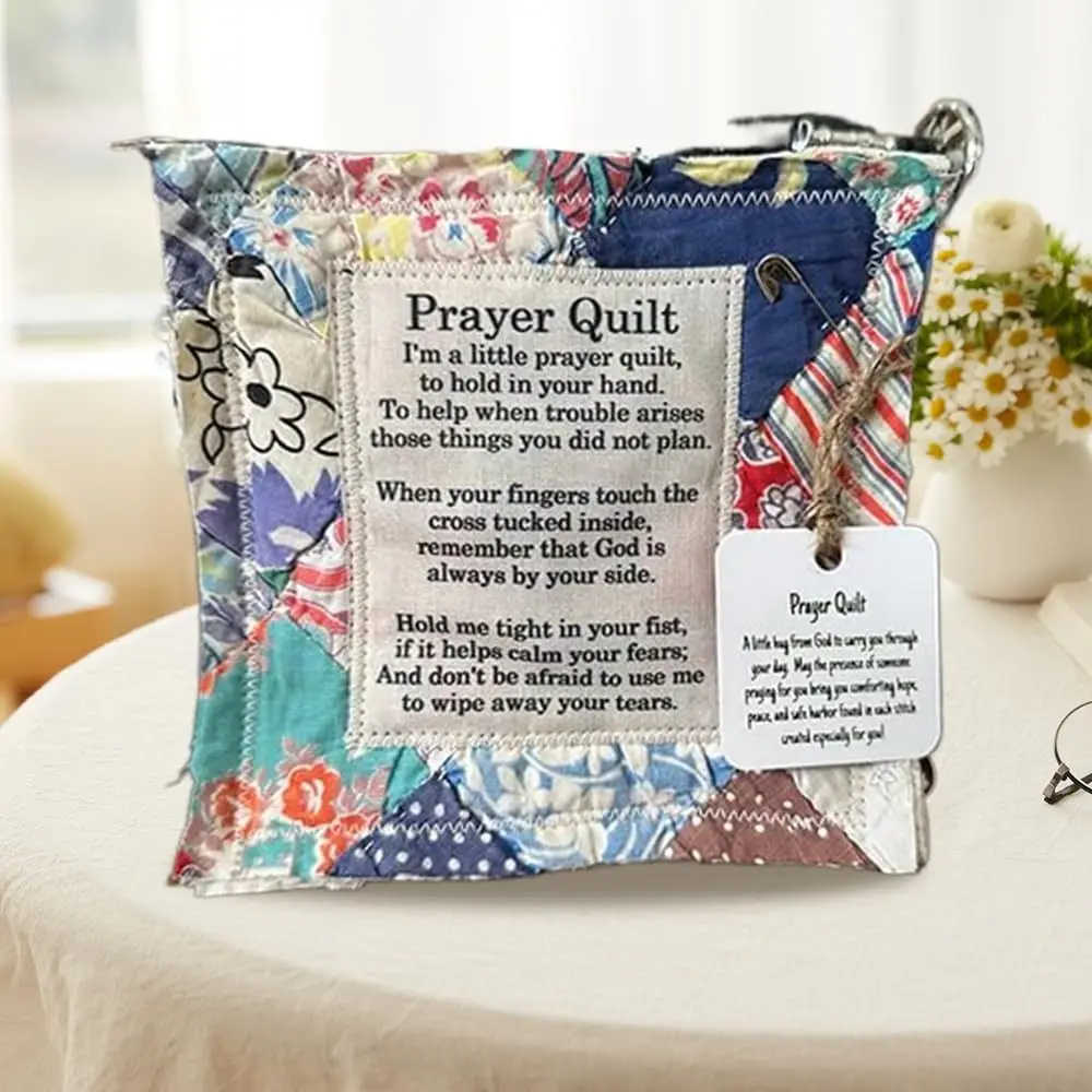 Creative Individually Colorful Pocket Prayer Quilt with Cross Inside Prayer Gifts Symbolism Poems Quilts Handmade Sew Quilt