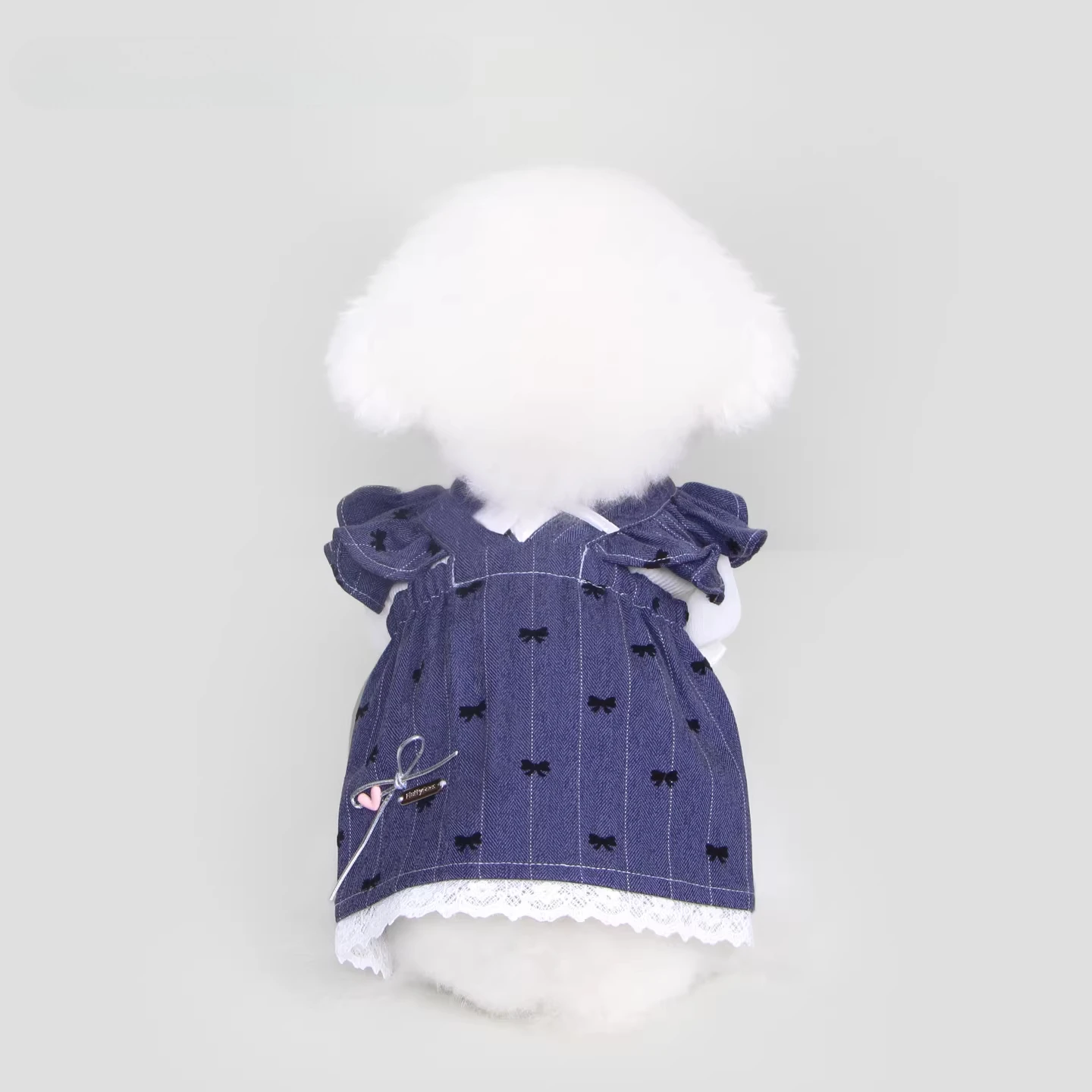 Summer Imitation Denim Korean Sweetheart Bow Small Flying Sleeve Vest Dress Cute Princess Style Small and Medium Pet Dog Dress
