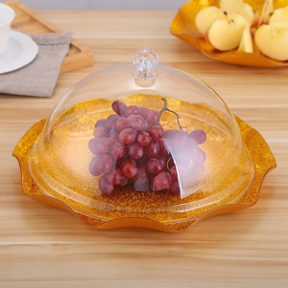 

Transparent Food Cover Round Meal Plate Cover For Cake Fruit Dust Protection Kitchen Restaurant Fresh-Keeping Lid
