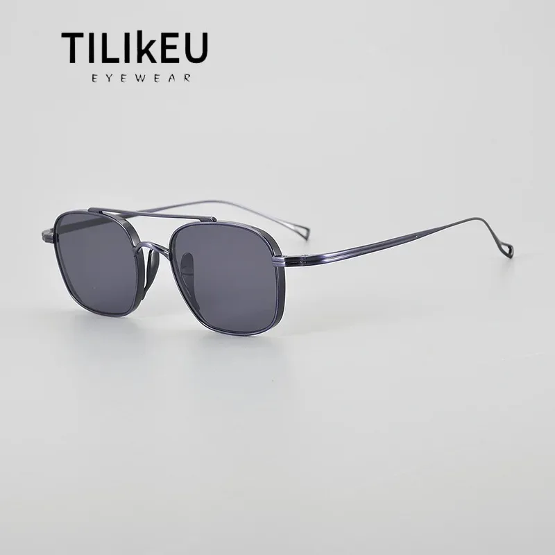 

Premium Retro Pure Titanium Double Bridge Eyeglasses Frames Designer Men Vintage Sunglasses UV400 Women Prescription Eye Glasses