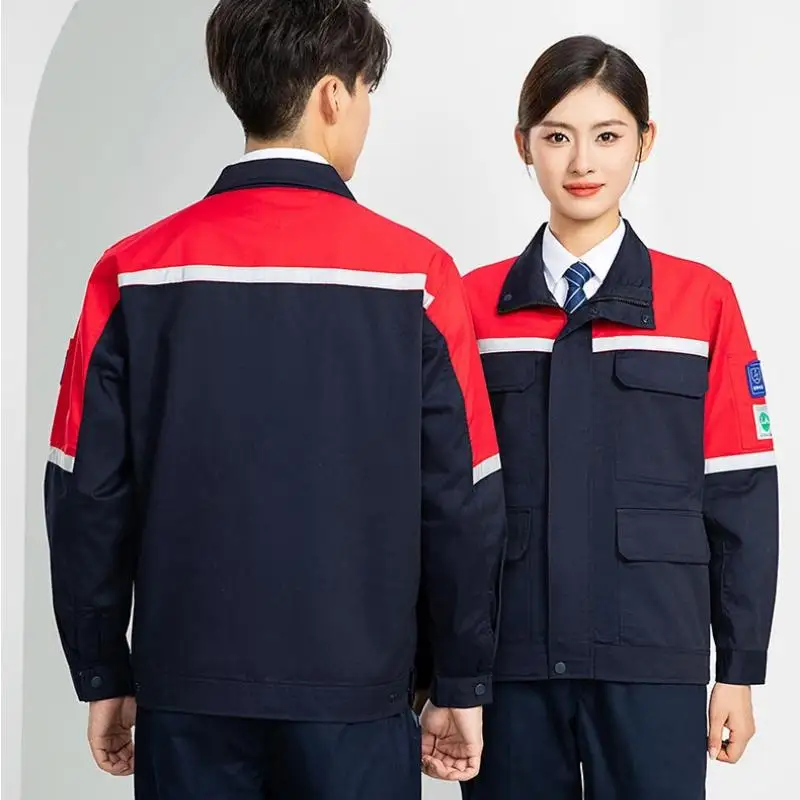 Men's Workshop Workwear Suit Customized Print Logo Wear-resistant Workwear Construction Worker Maintenance Welding Repair Jacket