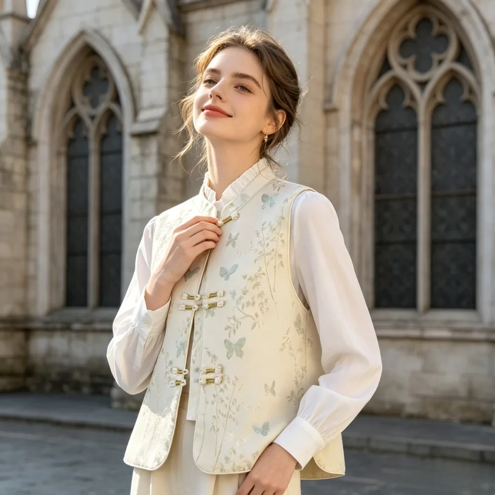new-chinese-style-women-sleeveless-vest-frog-button-jacquard-butterfly-pattern-elegant-high-end-outerwear-asual-daily-outfit