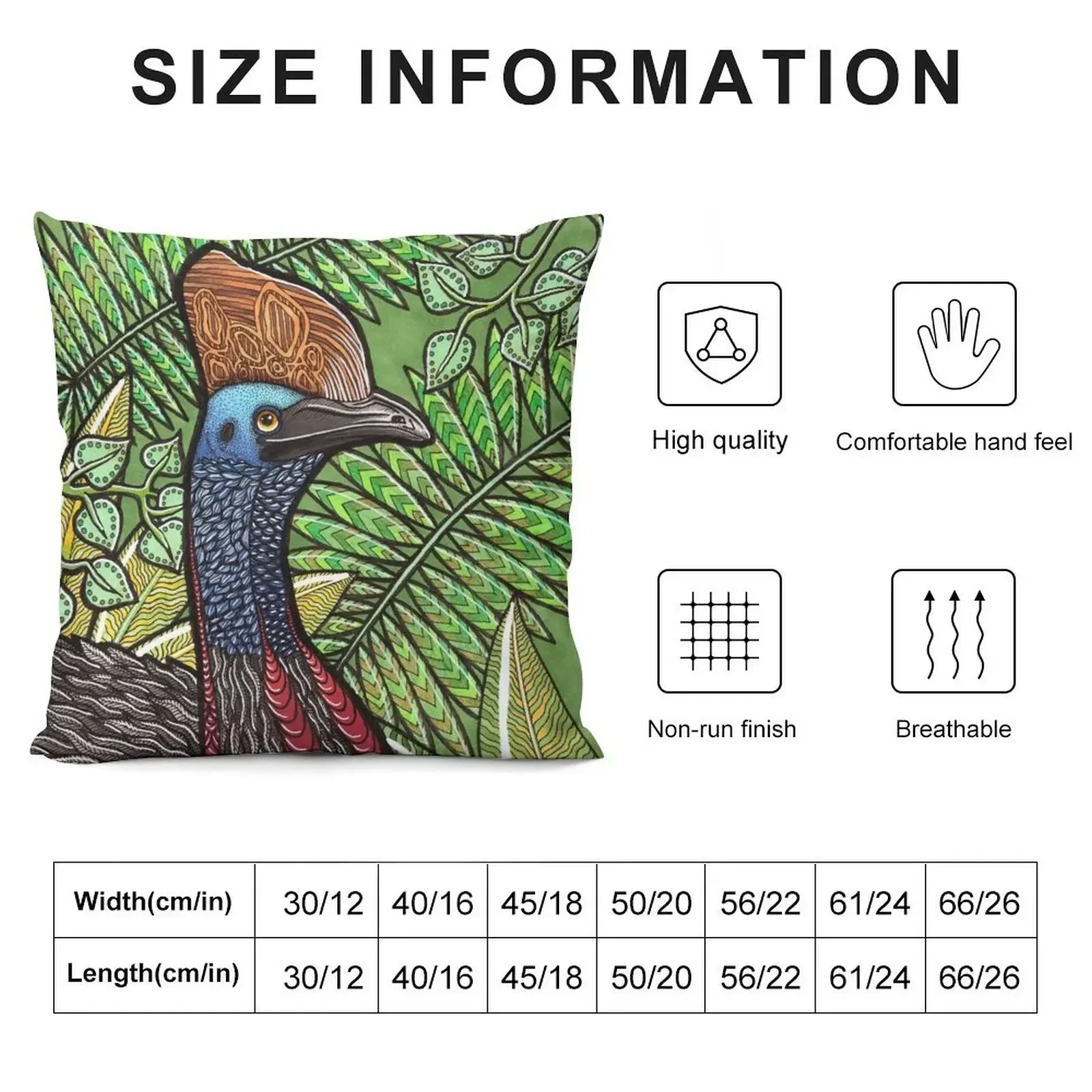 Cassowary Throw Pillow Cushion Cover ornamental pillows Ornamental Pillow Decorative Cushion pillow