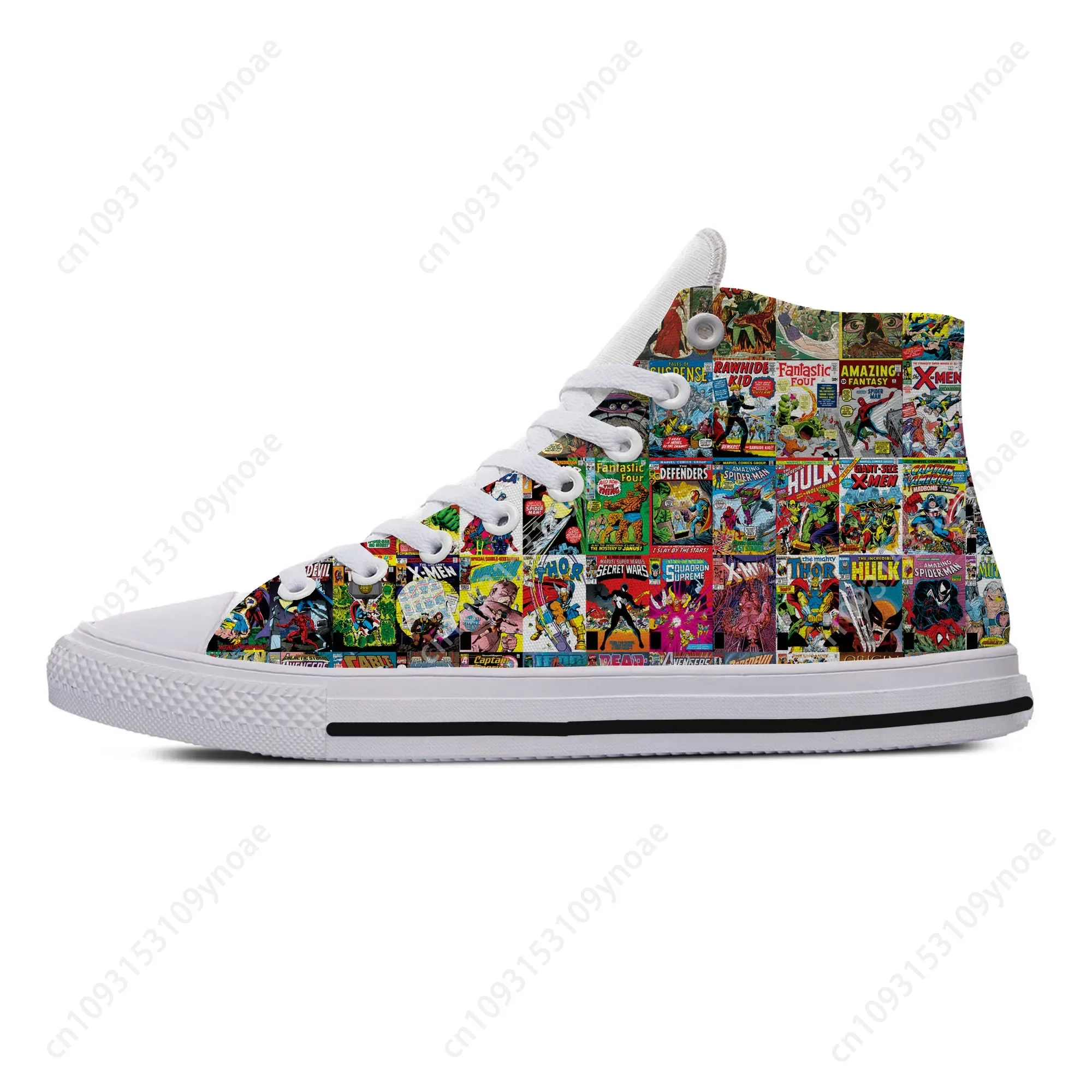 

Hot Vintage Comic Book Heroes Novelty Design Lightweight High Top Canvas Shoes Men Women Casual Breathable Sneakers Board Shoes