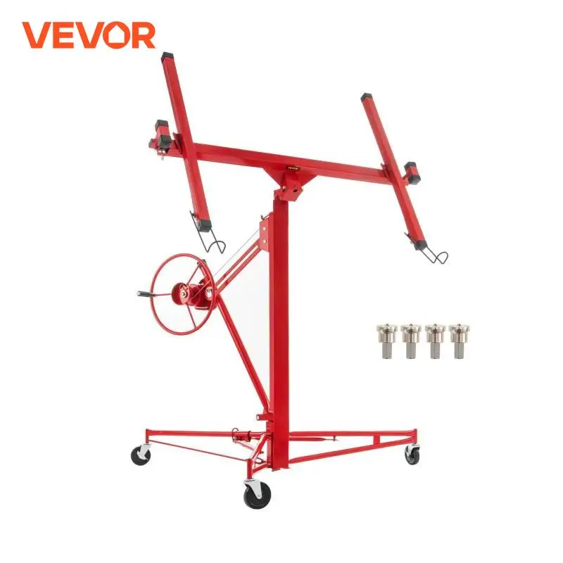 VEVOR 11FT Drywall Rolling Lifter with Lockable Wheels 150Lbs Capacity Heavy Duty Plasterboard Panel Tilting Hoist Jack Lifter  