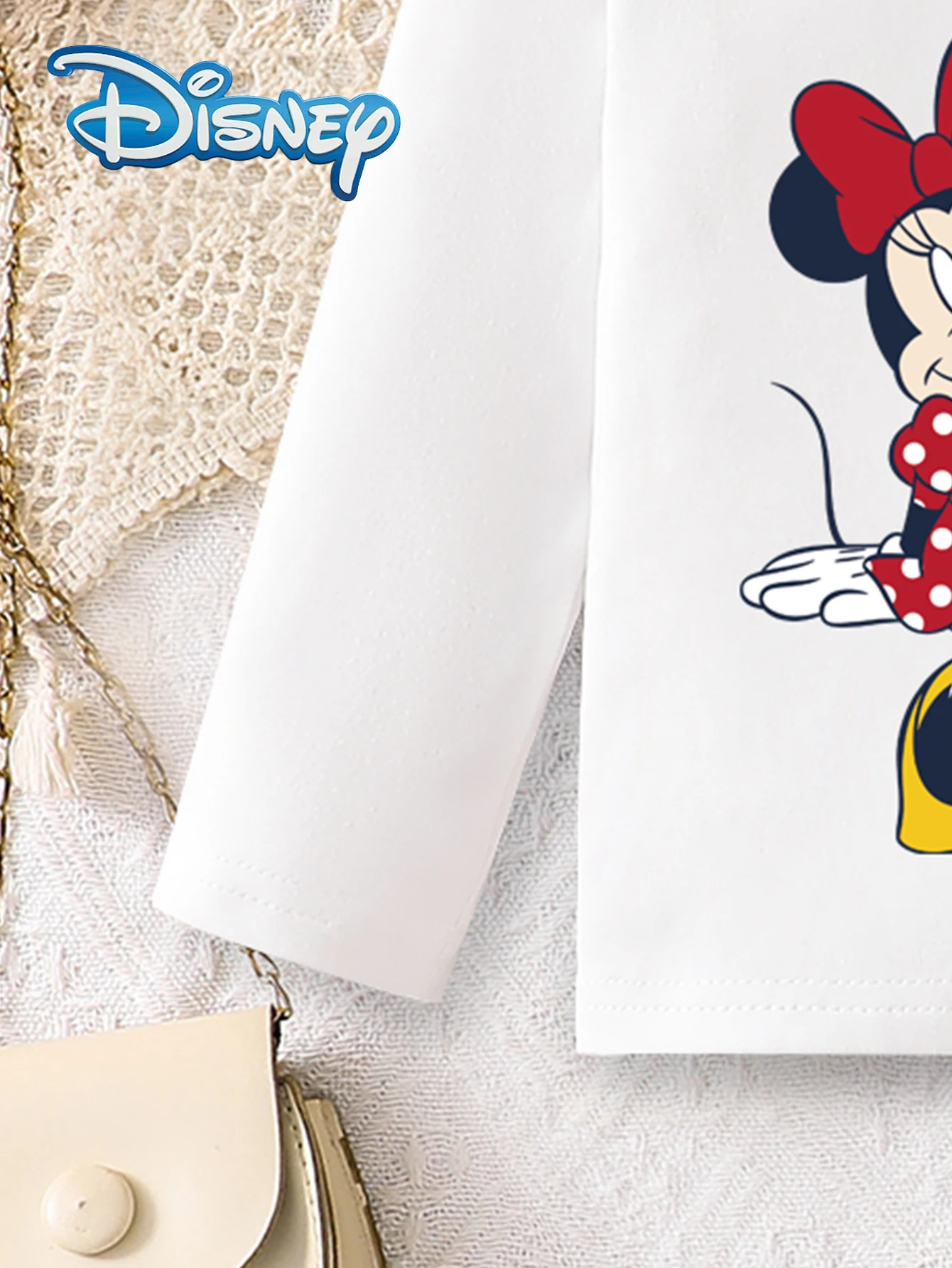 【مرخص رسميًا】مجموعة سراويل ديزني ميني ماوس مكونة من قطعتين للربيع والخريف للفتيات الصغيرات كاجوال بأكمام طويلة مطبوعة برسوم كارتونية ميني ماوس + سراويل مرنة قابلة للتمدد قليلاً للرياضات الخارجية، ملابس رائعة ومتعددة الاستخدامات، هدية رائعة للفتيات #4