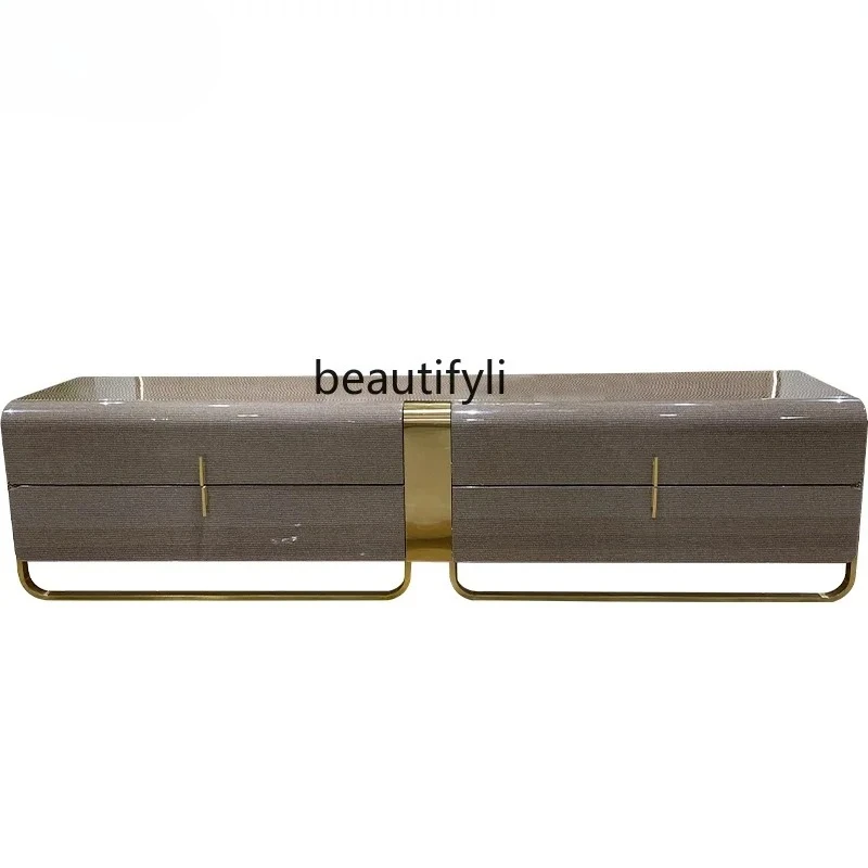 

Italian light luxury solid wood TV cabinet, living room floor cabinet, post-modern furniture