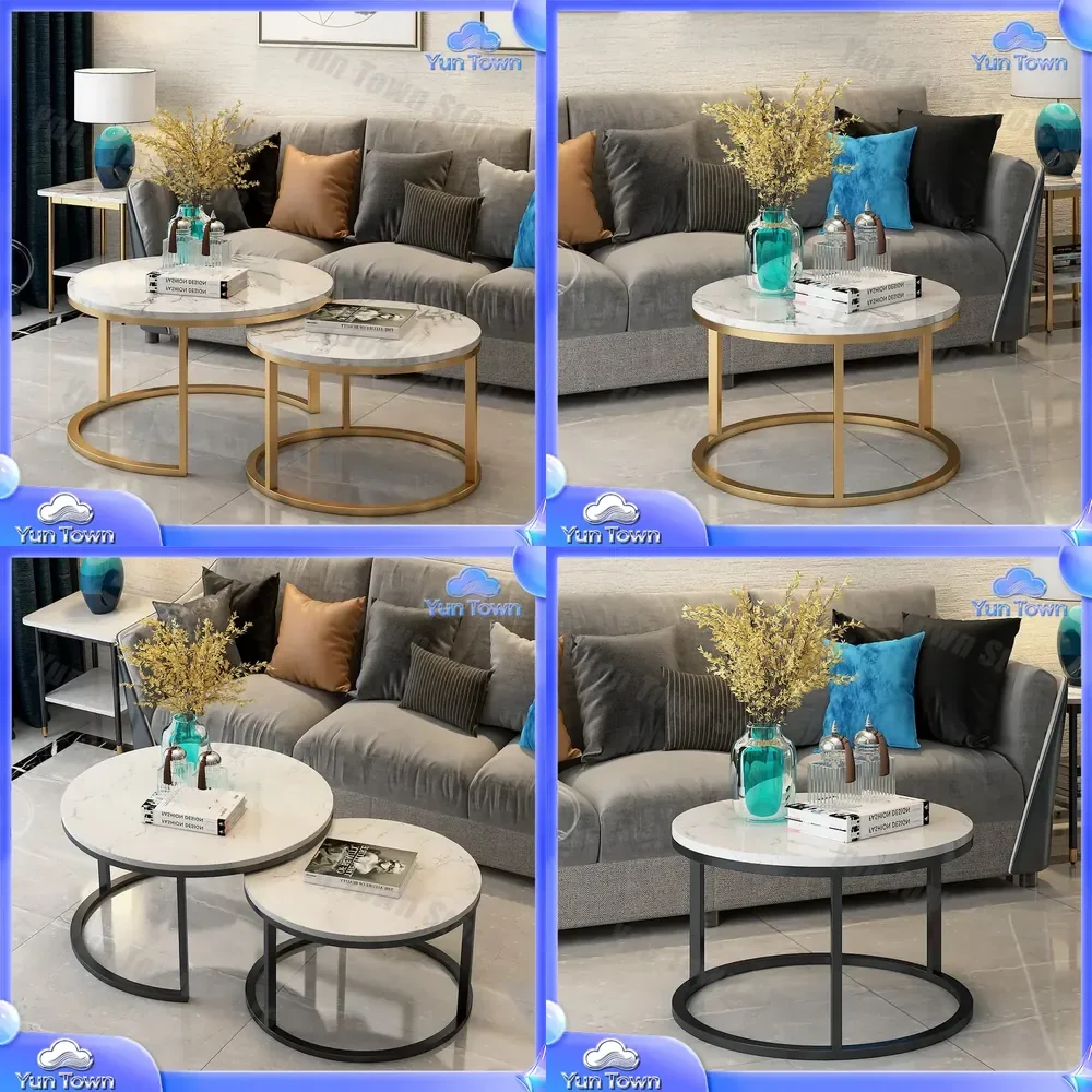 Small Round Coffee Table for Modern Nordic Style Living Room Balcony Ins Wind Internet Celebrity Wrought Iron Frame with