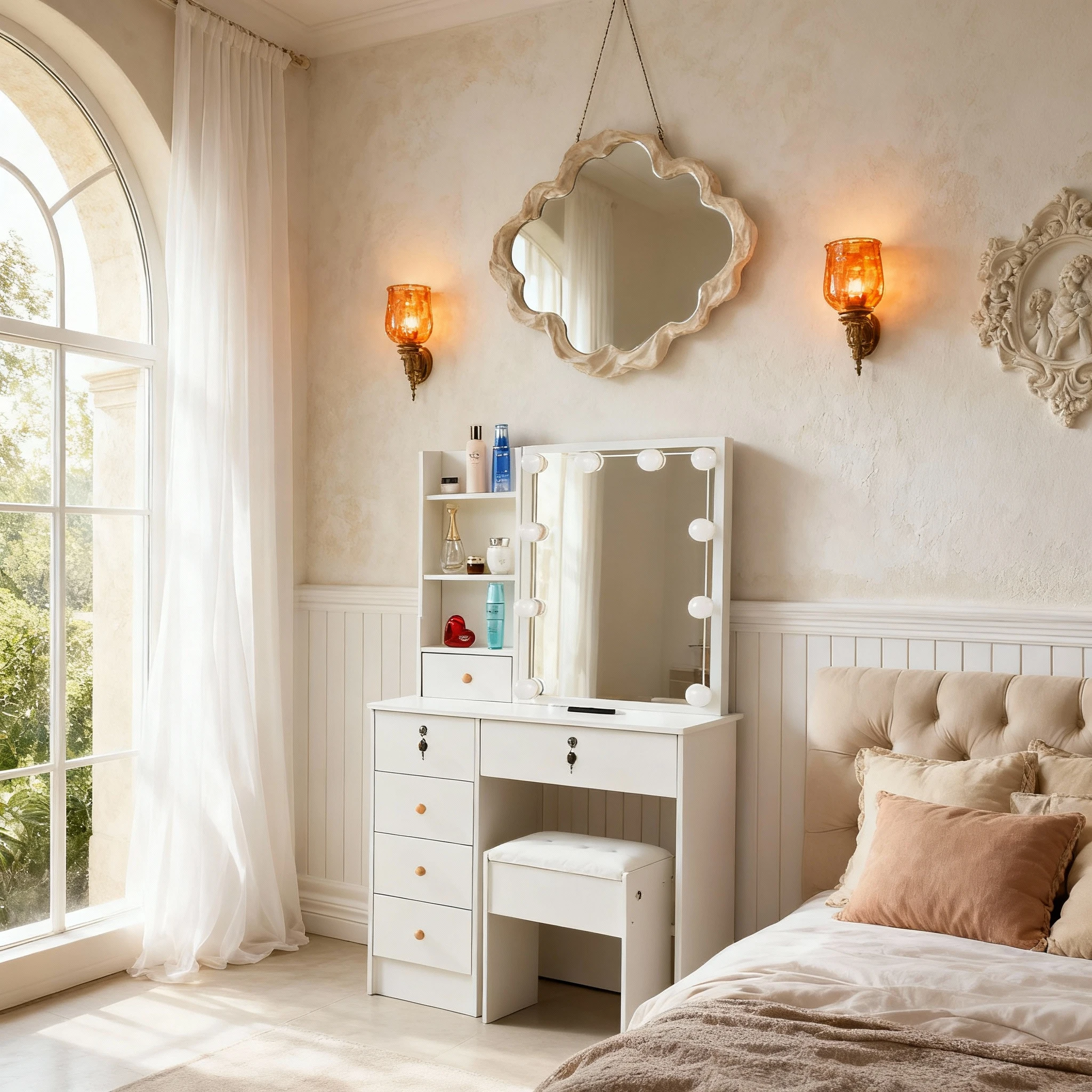 White Vanity Dressi…