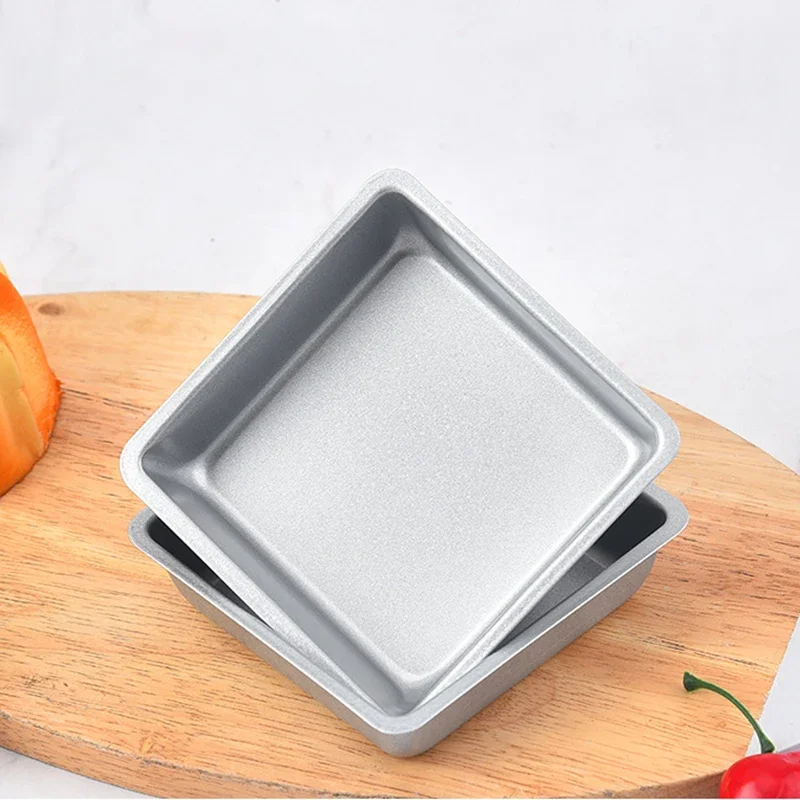 4/6Pcs Platz Mini Kuchen Form Antihaft Brot Pizza Backblech 4 Zoll Carbon Stahl Kuchen Pan Backform form Backformen Für Küche