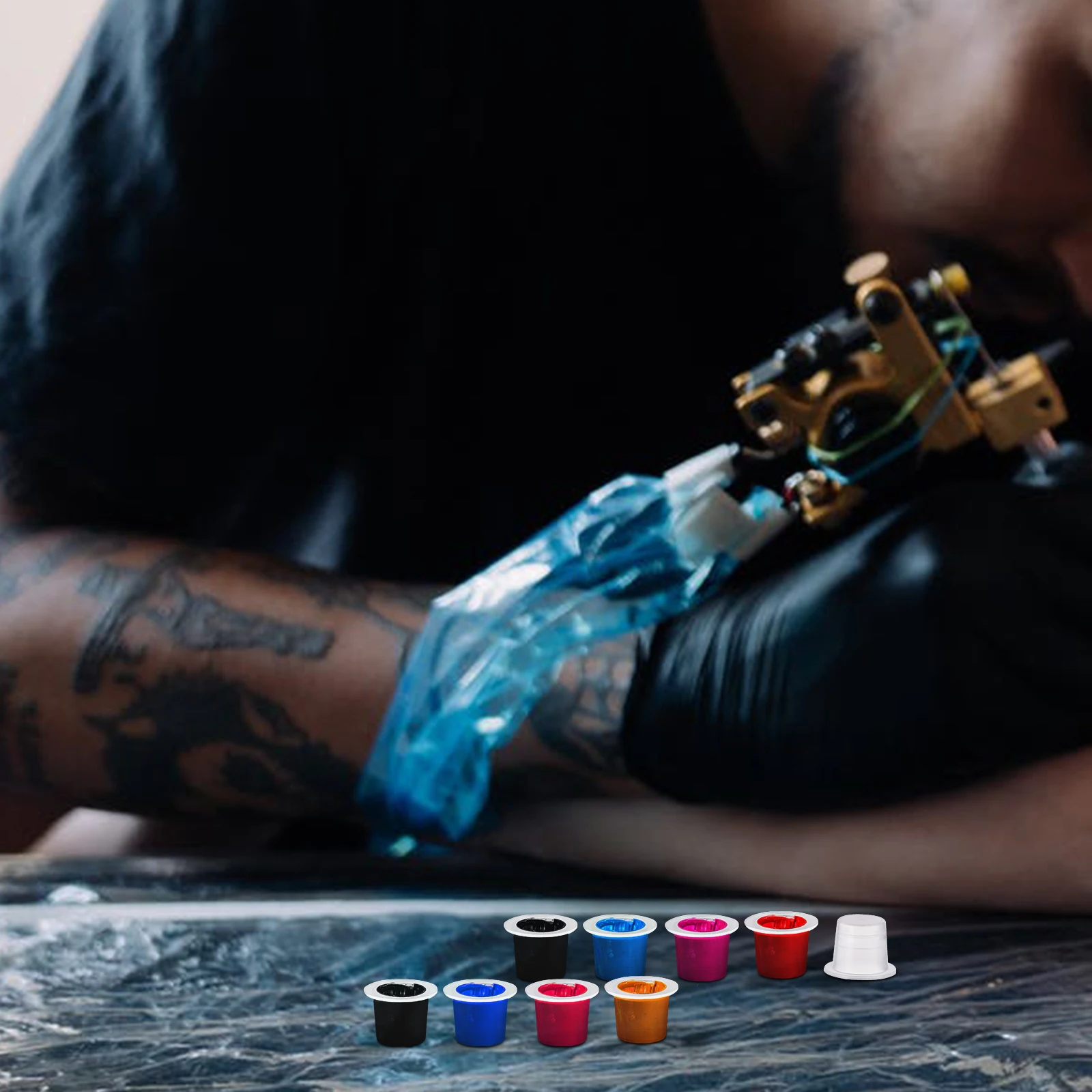 

100pcs Tattoos Pigment Cups Makeup Ink Containers Supplies Color Cup Holders Waterproof Practical Excellent Use
