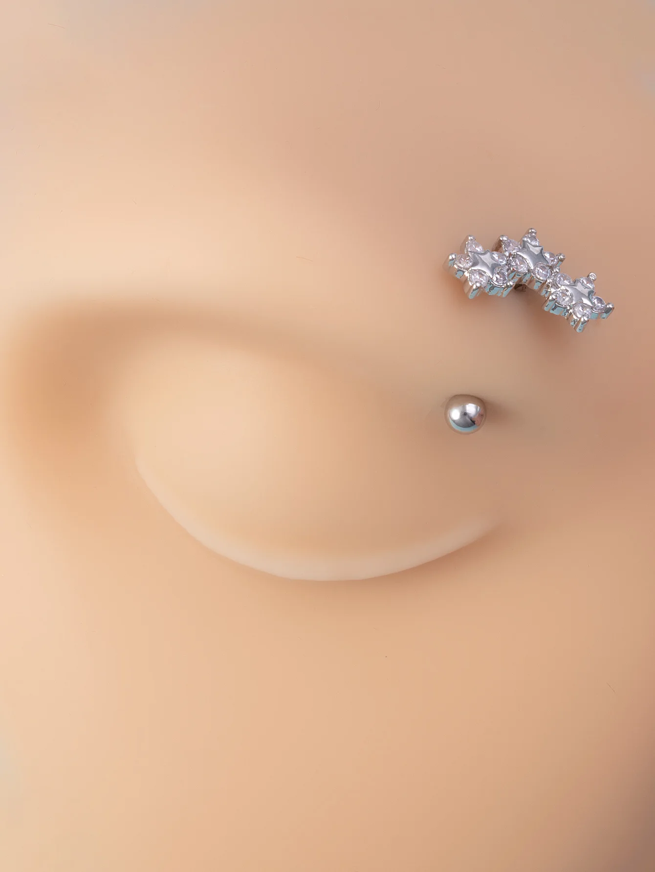1pc Butterfly Bear Flower Bending Bar Eyebrow Stud for Women Zircon Stainless Steel Tragus Helix Piercing Stud Cute Lobe Earring