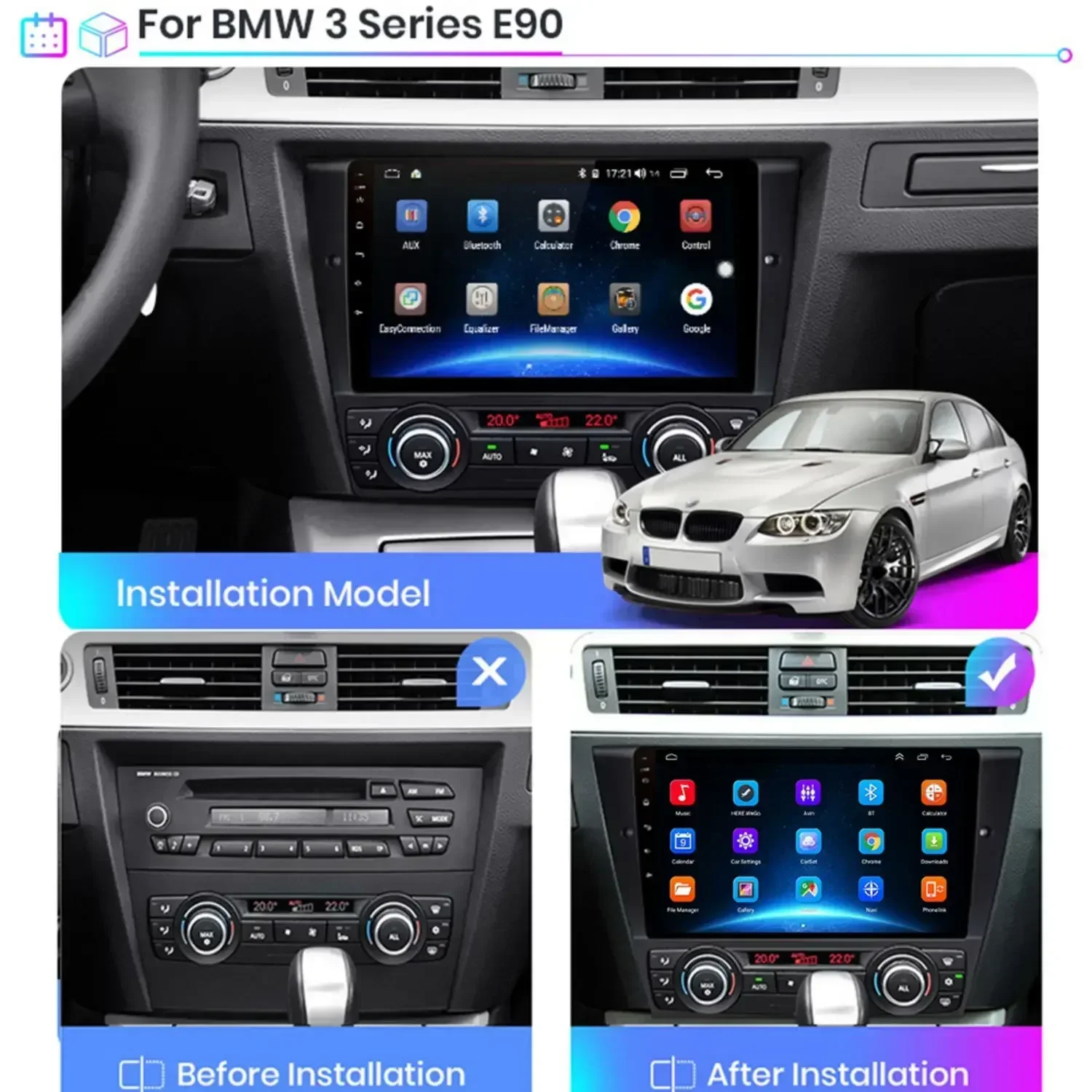 Android Auto Car Radio Carplay for BMW E90 E91 E92 E93 3 Series Video Players CarPlay Auto GPS Navigation No 2 Din 2din DVD