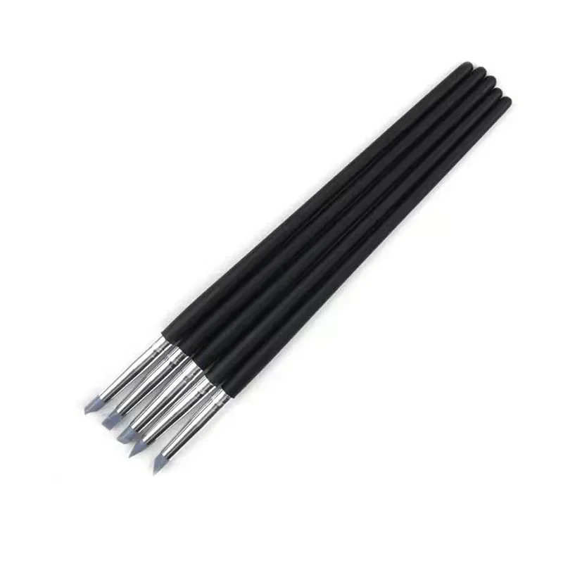 5개 세트 실리콘 네일 아트 펜 브러쉬 UV 젤 폴리시 팁 3D 이미지 DIY 도트 폴리시 브러쉬 조각 펜 DIY 매니큐어 도구