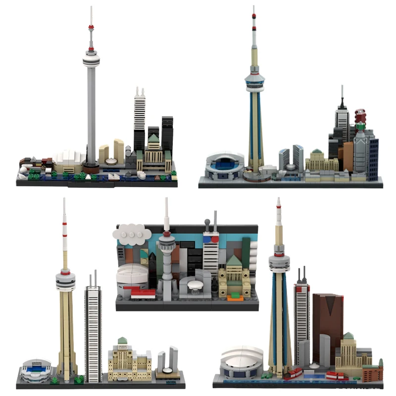 MOC 有名な都市建築組み立てビルディングブロックおもちゃカナダトロント都市スカイラインモデル大人のコレクション誕生日ギフト