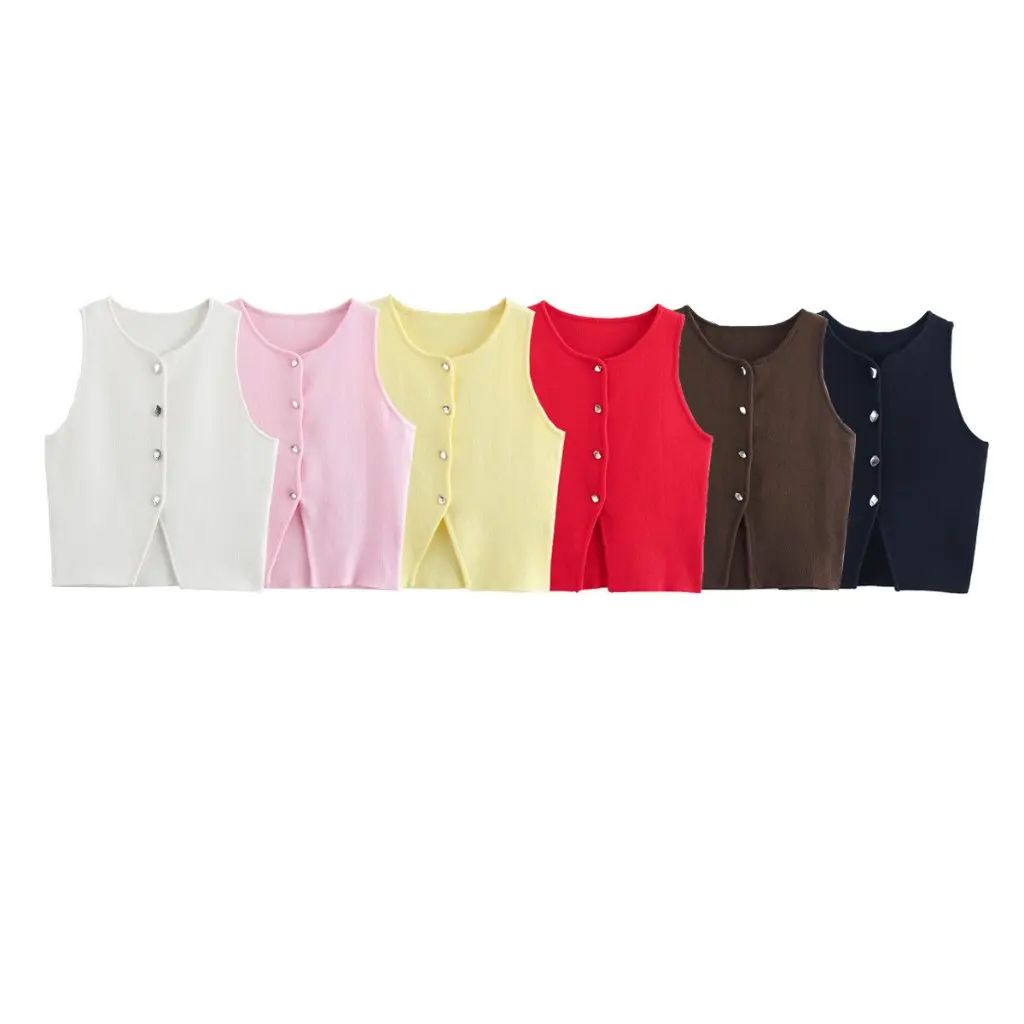 

Women's Autumn Fashion Short Asymmetric Sweater Vest 6 Colors European And American Style Flat Needle