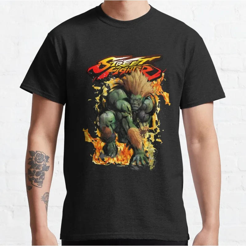 Electric Powers of Blanka Vintage 80s Japanese video game Street Fighter graphic t shirts Retro Large size tops S-6XL