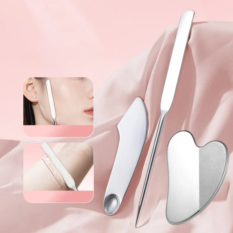 Espátula de base de aço inoxidável, máscara e colheres de creme para os olhos, multifuncional, raspagem facial, metal, conjunto de ferramentas de beleza e cuidados com a pele