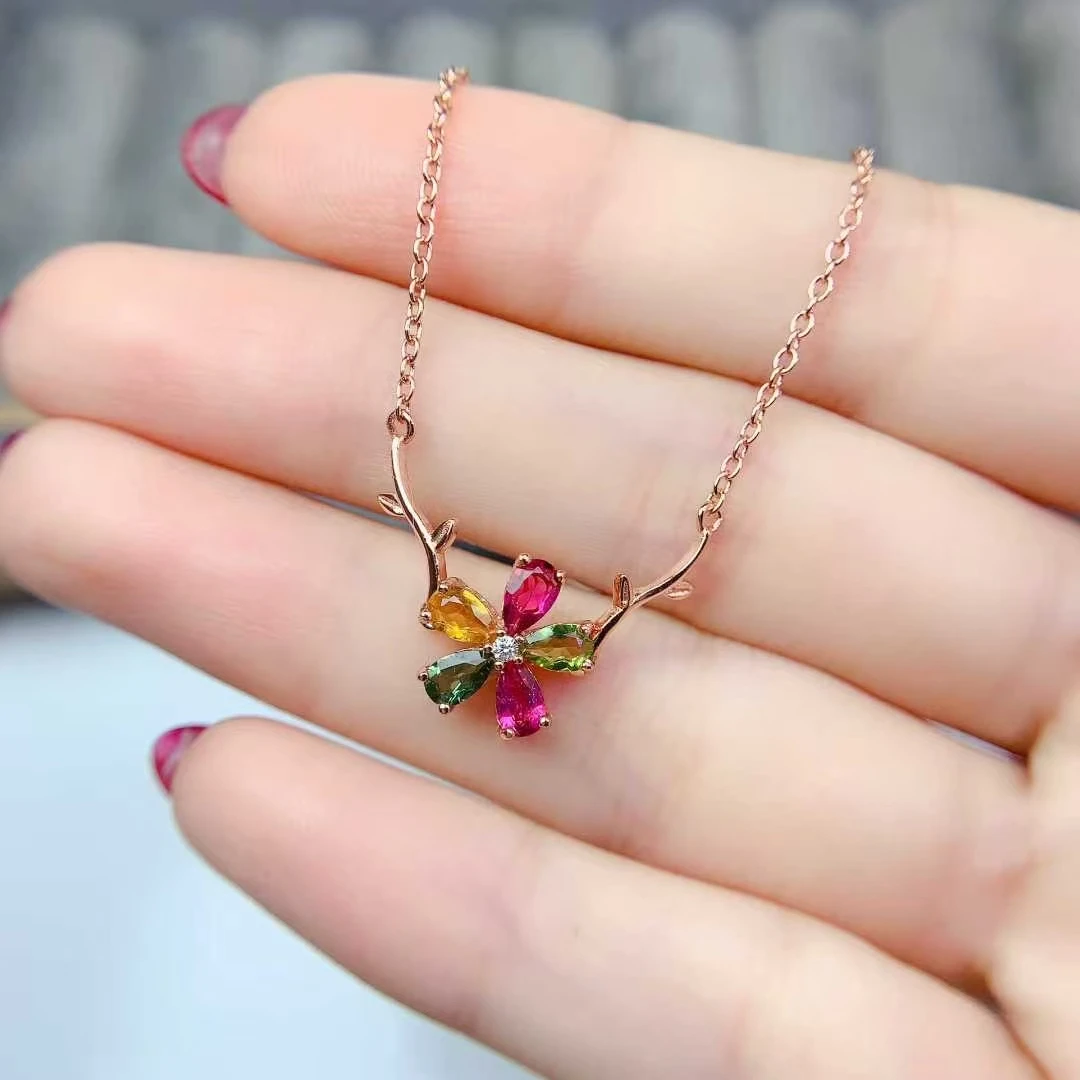 

Милый серебряный браслет 925 пробы для девочек, браслет из натурального турмалина, серебряный браслет 3 мм * 5 мм, разноцветные ювелирные изделия из турмалина