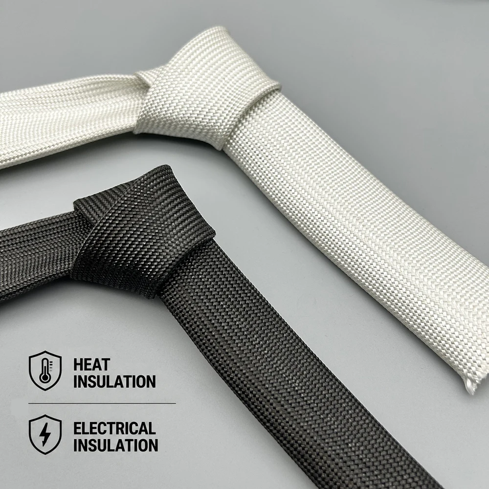 Black/White 600deg C glassfiber sleeve ID 0.5-30mm Flame retardant/insulation/cable protection fiberglass sleeve