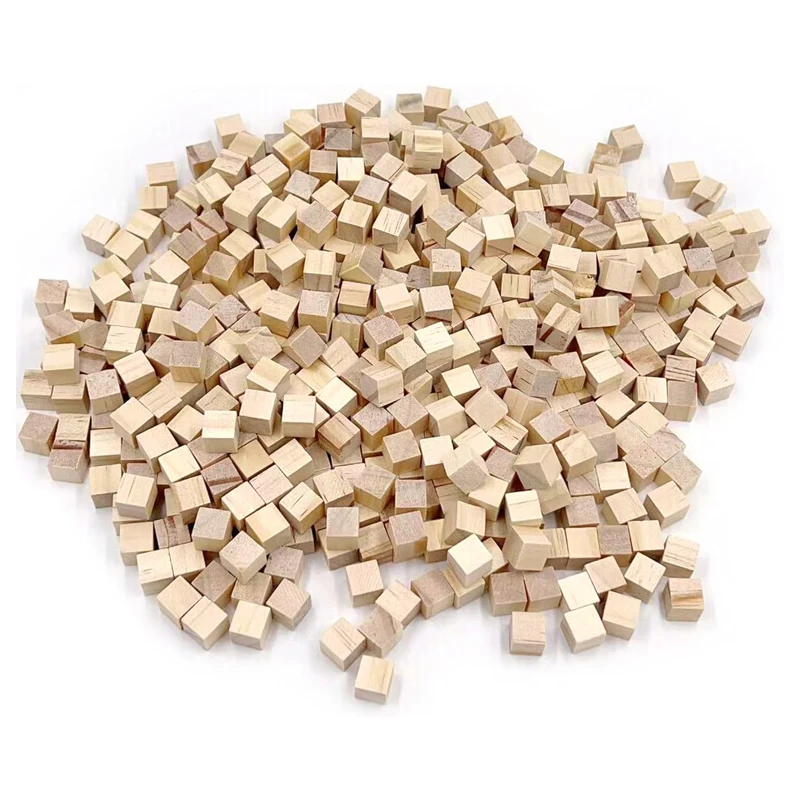 

50pcs 10mm Unfinished Wooden Cubes, Natural Wood Cube Blocks Square Slices Cutouts for Arts, Crafts, and DIY Projects