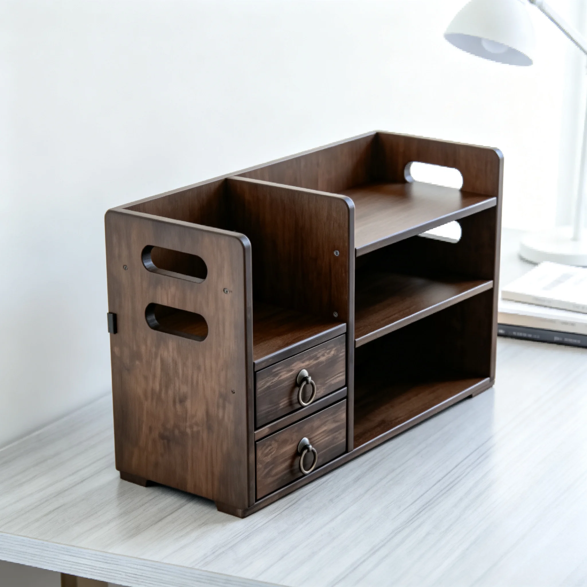 AOLIVIYA Dormitory Display Organizer Modern Stand Solid Wood Desk Bookcase Cabinet Library Shelves Bookshelf Storage Rack