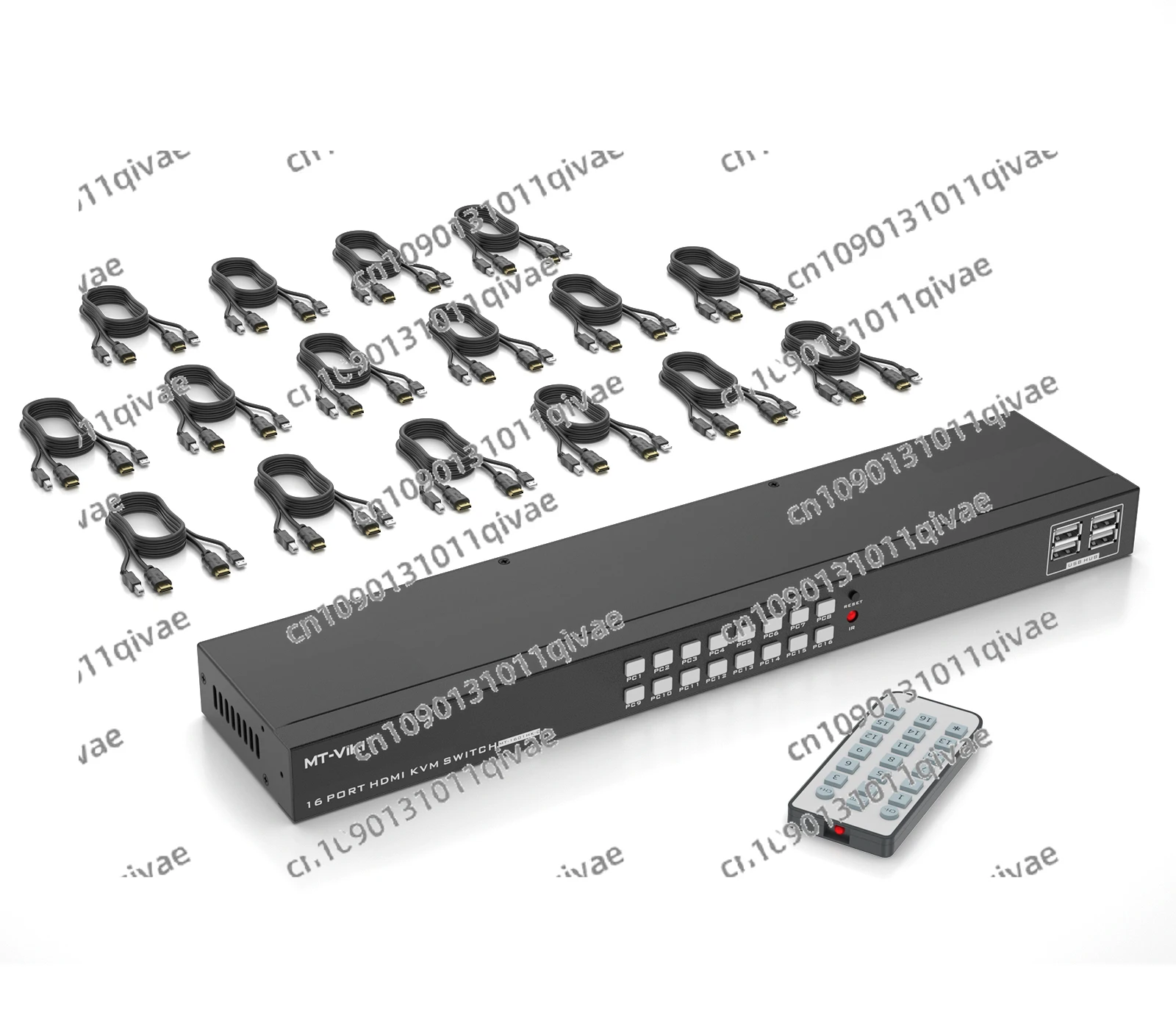 

4K HDMI KVM Switch 16 Port + Cables, MT-VIKI Rackmount USB HDMI KVM Switcher Console 16x1 4K 30Hz for 1U Rack