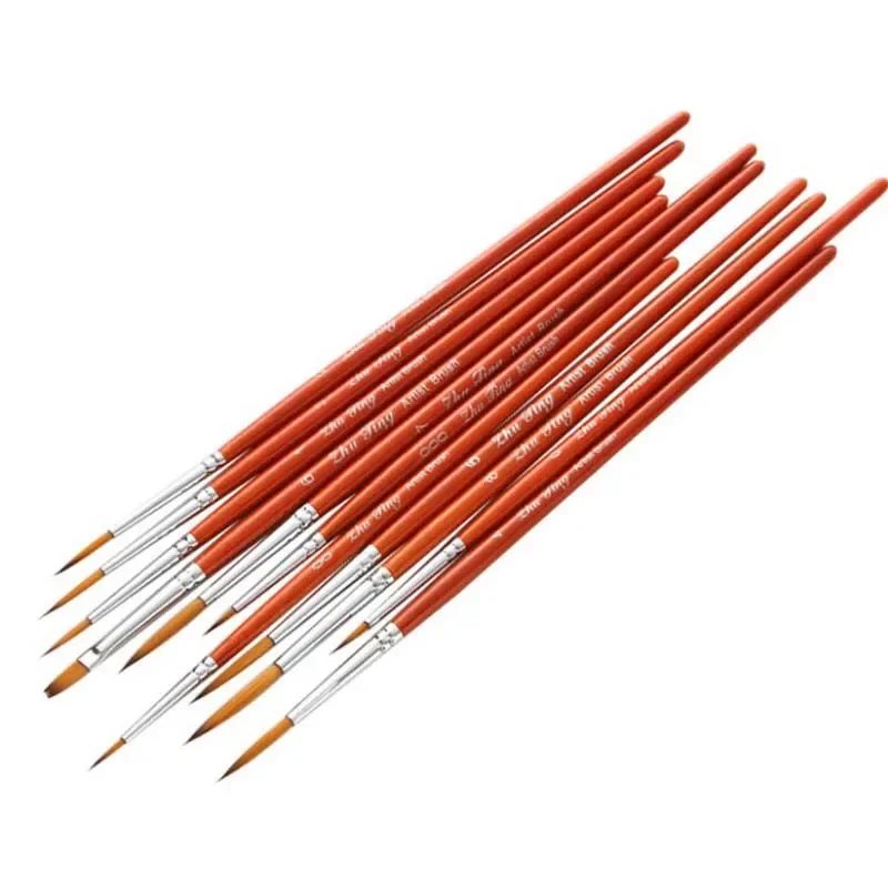 11 Teile/satz Lange Schwanz Nylonhair Haken Linie Stift Malerei Pinsel Kinder DIY Kunst Liefert Werkzeug Kunst Schreibwaren Aquarell Malerei Stift