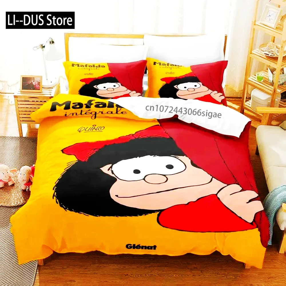 

3D Print Mafalda Bedding Set Duvet Cover Bed Set Quilt Cover Pillowcase Comforter King Queen Size Boys Adult Bedding Set