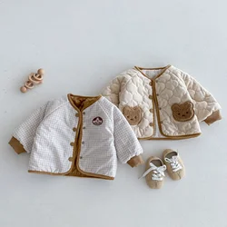 Baby Girls Boys Coat Kids Cartoon Outerwear Toddler Cotton Paded Jacket 2024 Autumn Winter Children's Warm Clothes Korean Style