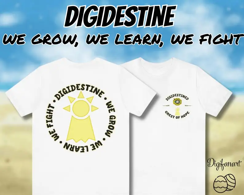 Digimon DigiDestined Shirt, Crest of Hope we learn we grow we fight