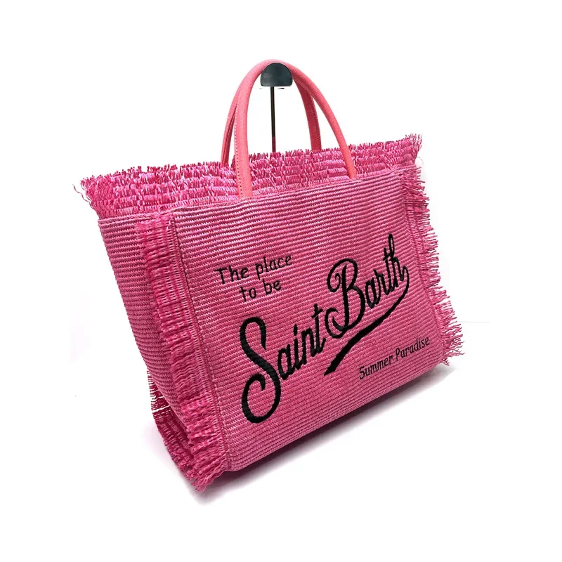 SAINT BARTH Mommy Bag 2024 New Women\'s Large Capacity Beach Tourism Straw Mat Handmade Tassel Handmade Tote Bag