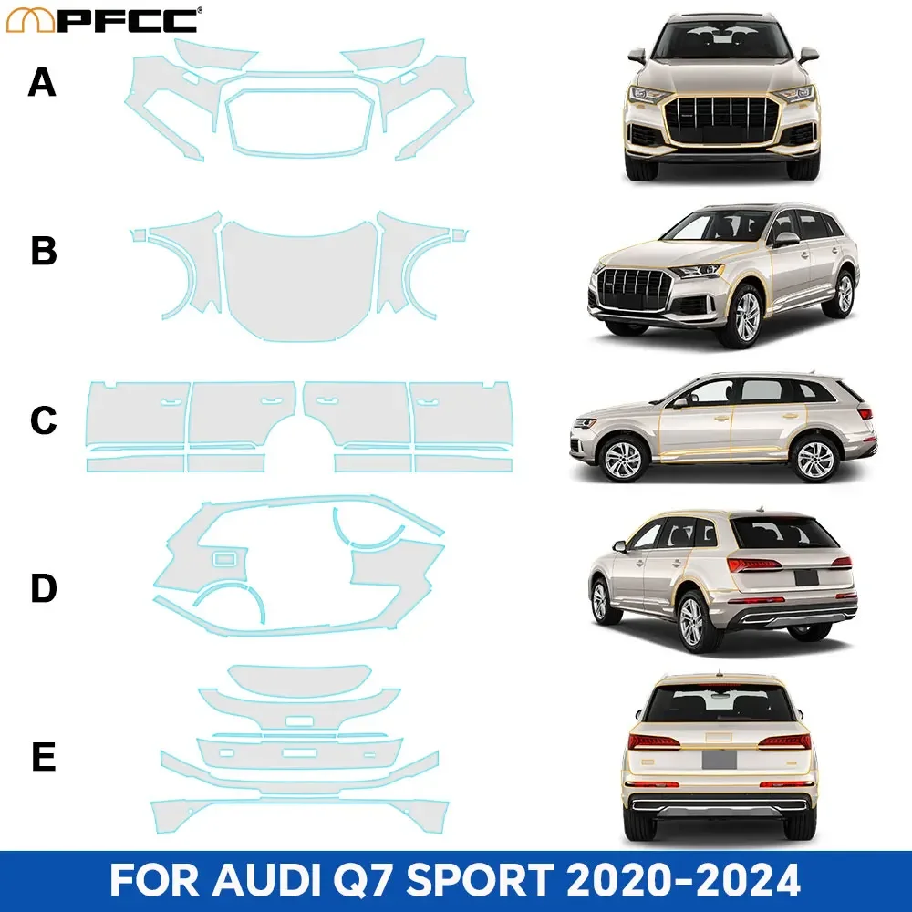 

PPF Car Protection Film for Audi Q7 Sport 2020 2021 2022 2023 2024 TPU Invisible Body Sticker Transparent 8.5mil Anti-Scratch