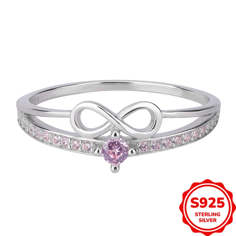 

Exquisite and Elegant Genuine S925 Silver Pink Bow Ladies Wedding Ring Versatile for Commuting