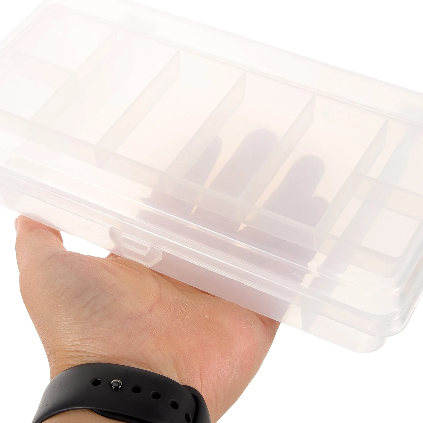 

Transparent Plastic Storage Box 6# Double Layer Fishing Tackle ganizer Multi Grids Bait Case Outdoor Use for Hooks