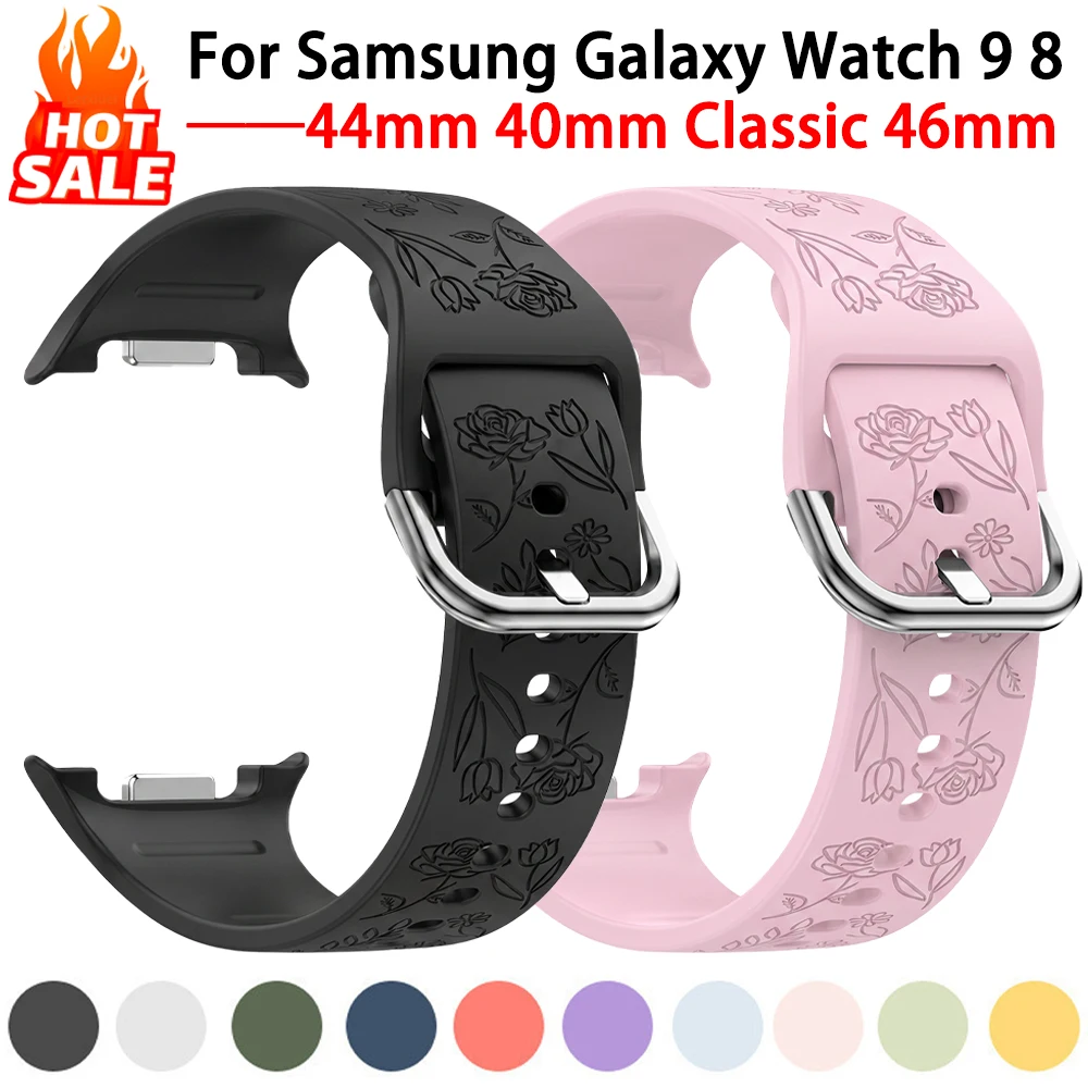 Silikon-Sportarmband für Samsung Galaxy Watch 9 8 44 mm 40 mm, graviertes Correa-Armband, Galaxy Watch8 Classic 46 mm, Armband-Zubehör