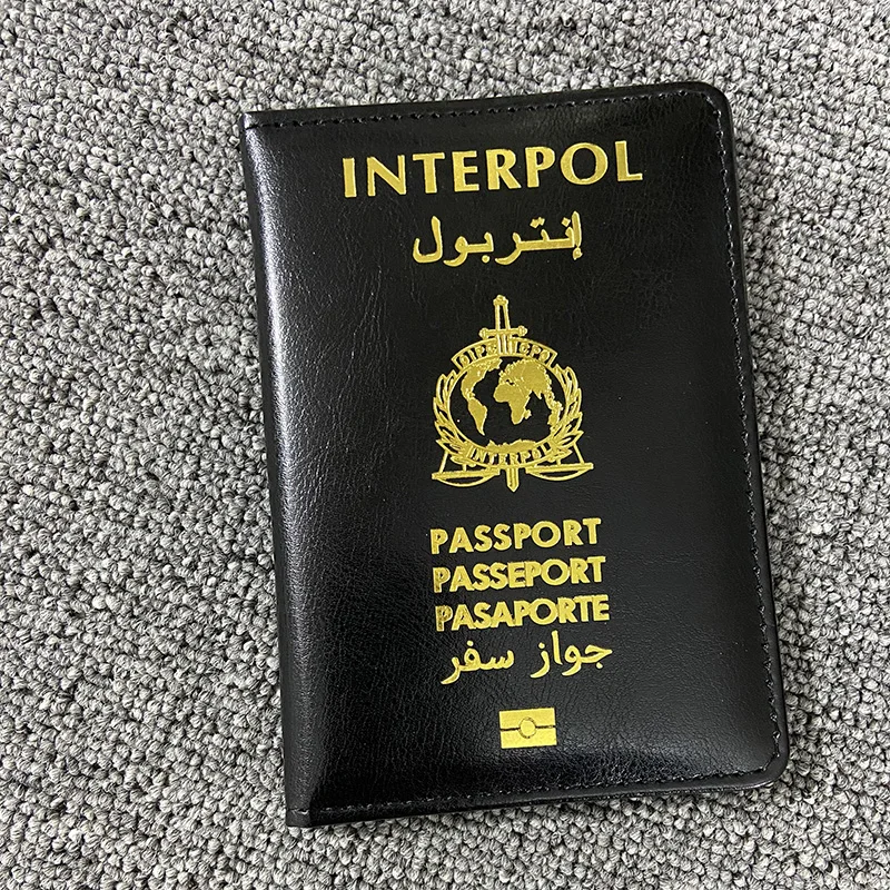 New Design Logo Interpol Passport Cover Case International Police Passport Holder Travel Wallet