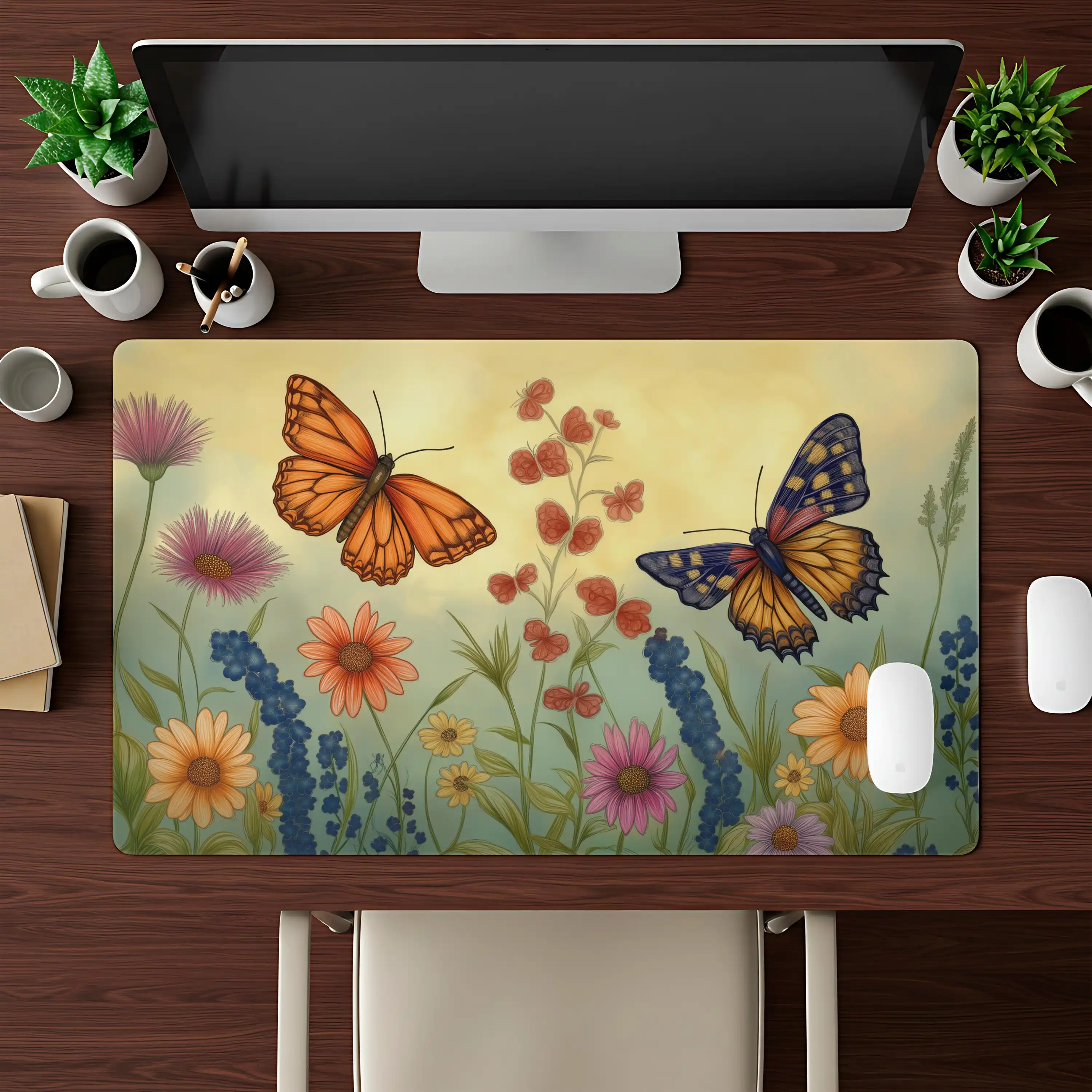 

Butterfly and Wildflower Placemats, Suitable for Home Offices, Minimalist Office Decor Mats, The Perfect Gift for Her and Him.