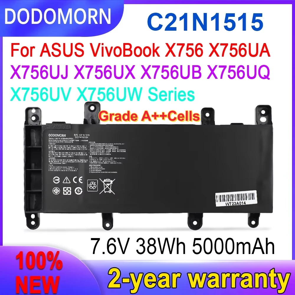 New C21N1515 Laptop Battery For ASUS VivoBook X756 X756UA X756UJ X756UX X756UB X756UQ X756UV X756UW Series 5000mAh