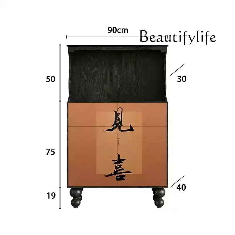 Chinese classical dining side solid wood tea cabinet living room wall integrated side cabinet storage locker