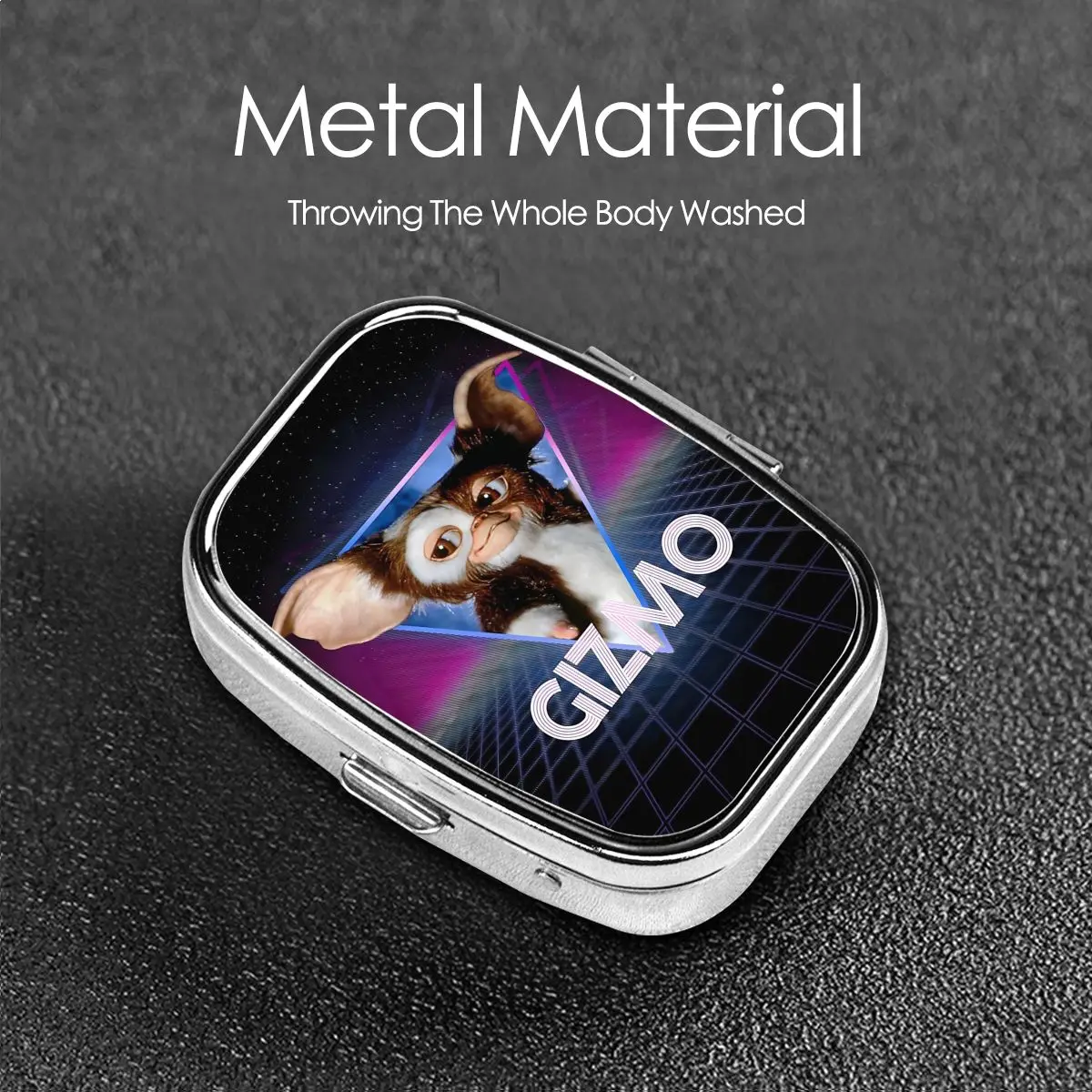 G-Gremlinses صندوق حبوب معدني مدمج موغواي مونستر رعب ريترو الخيال العلمي 2-مقصورة مربع علبة حبوب منع الحمل الحاويات للمحفظة