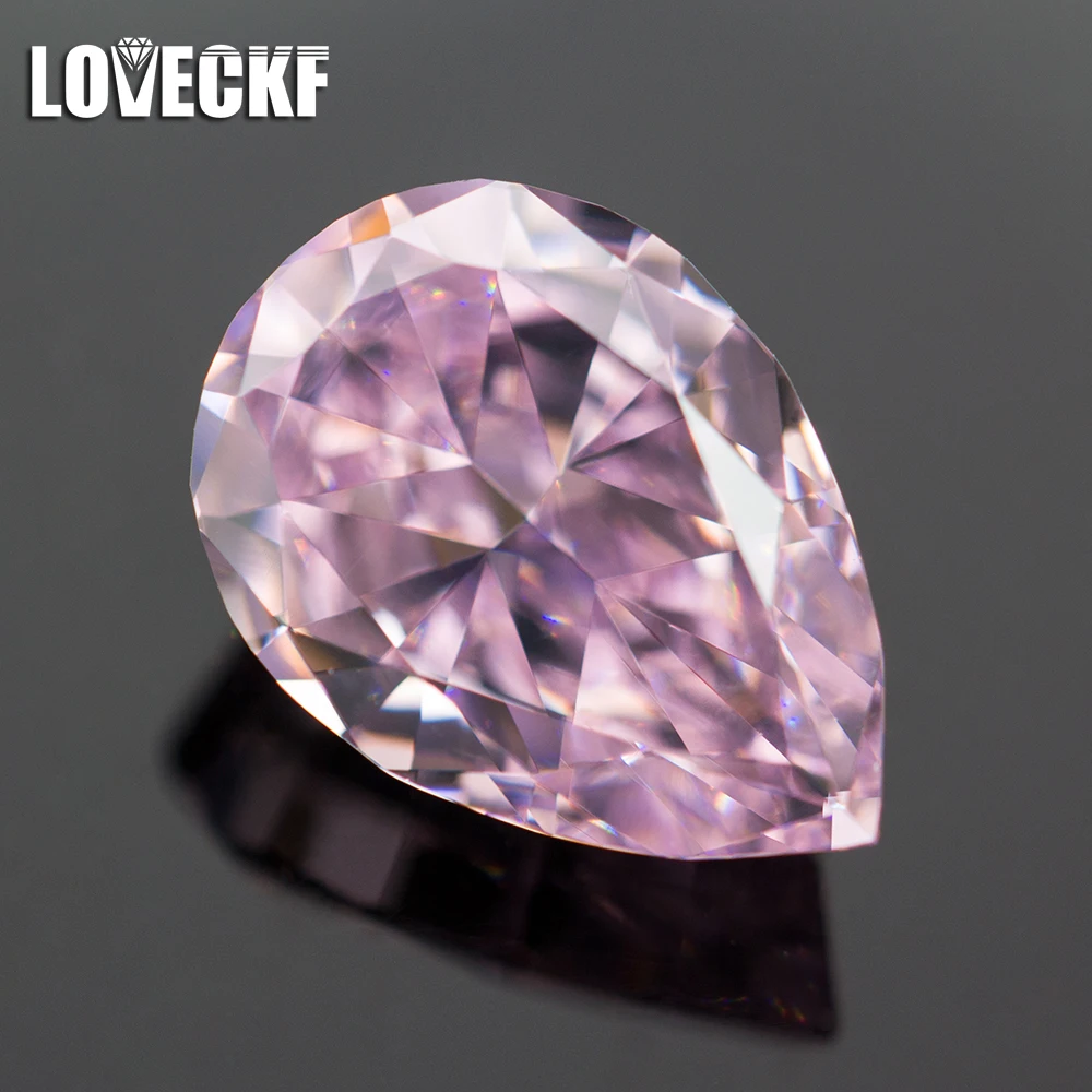 Light Pink Pear Crushed Ice Cut Cubic Zirconia High Carbon Lab Diamond CZ Gemstone 4K Cut 5A+ Quality for Jewelry Making